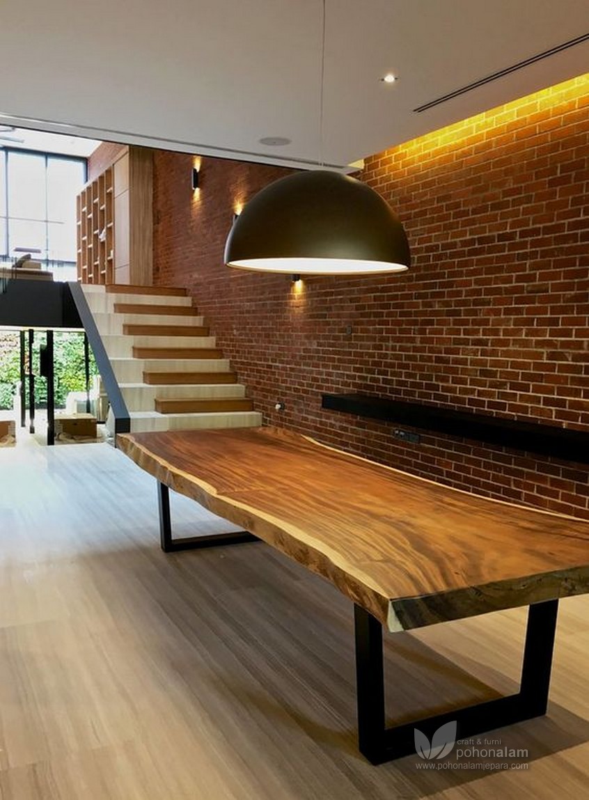 meja trembesi kaki besi meja makan trembesi kaki besi