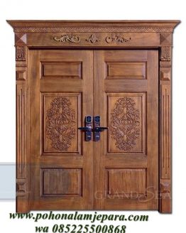 Kusen pintu kayu jati ukir jepara kupu tarung