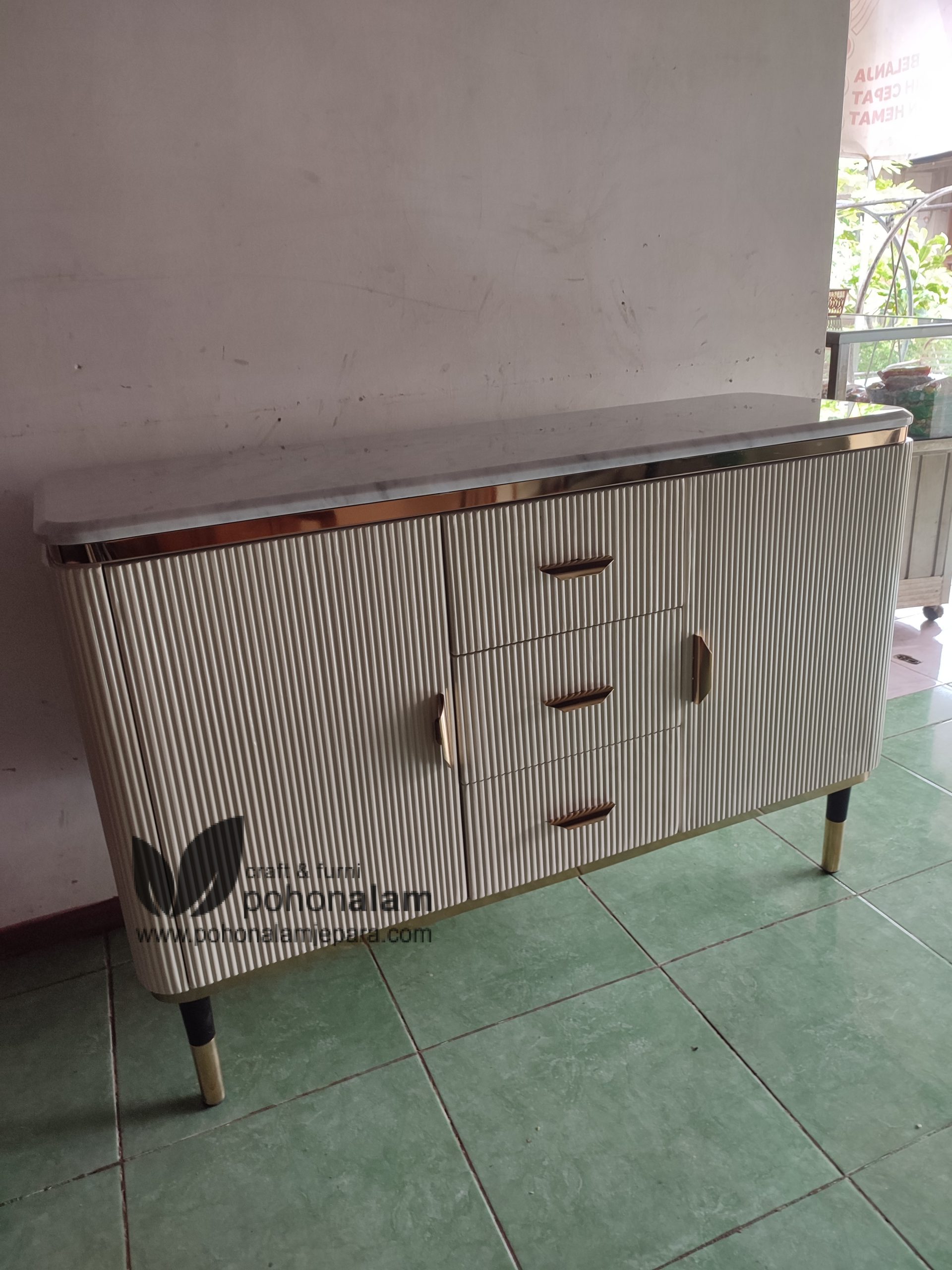 Meja tembok meja hias marmer stainless steel