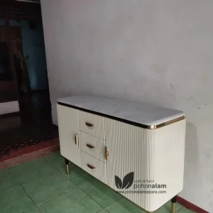 Meja konsul stainless steel top marmer