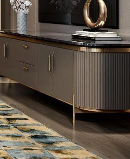 Meja konsol stainless steel marmer minimalis