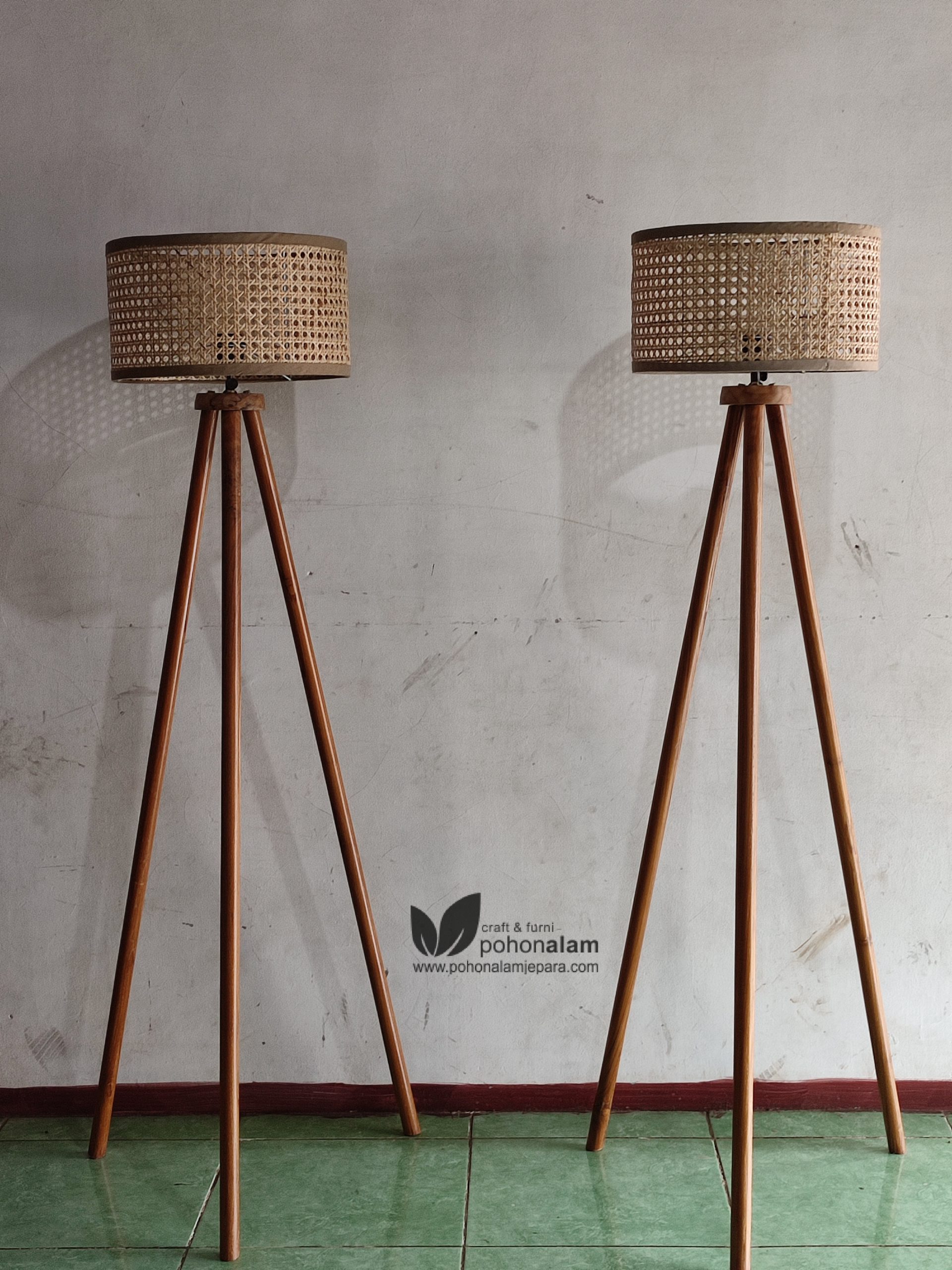 Standing lampu kap lampu rotan lampu lantai